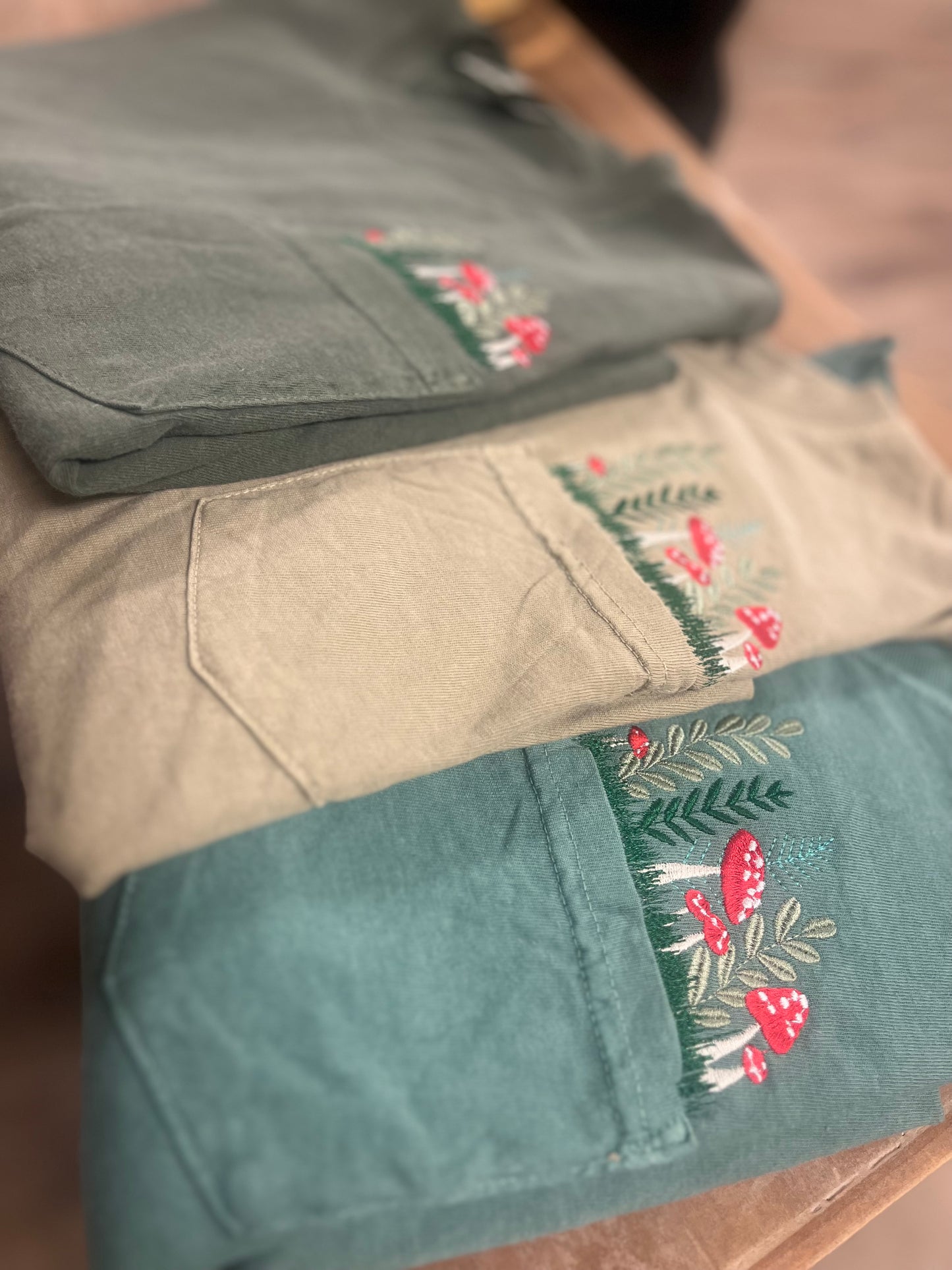 Embroidered Mushroom Pocket Tee