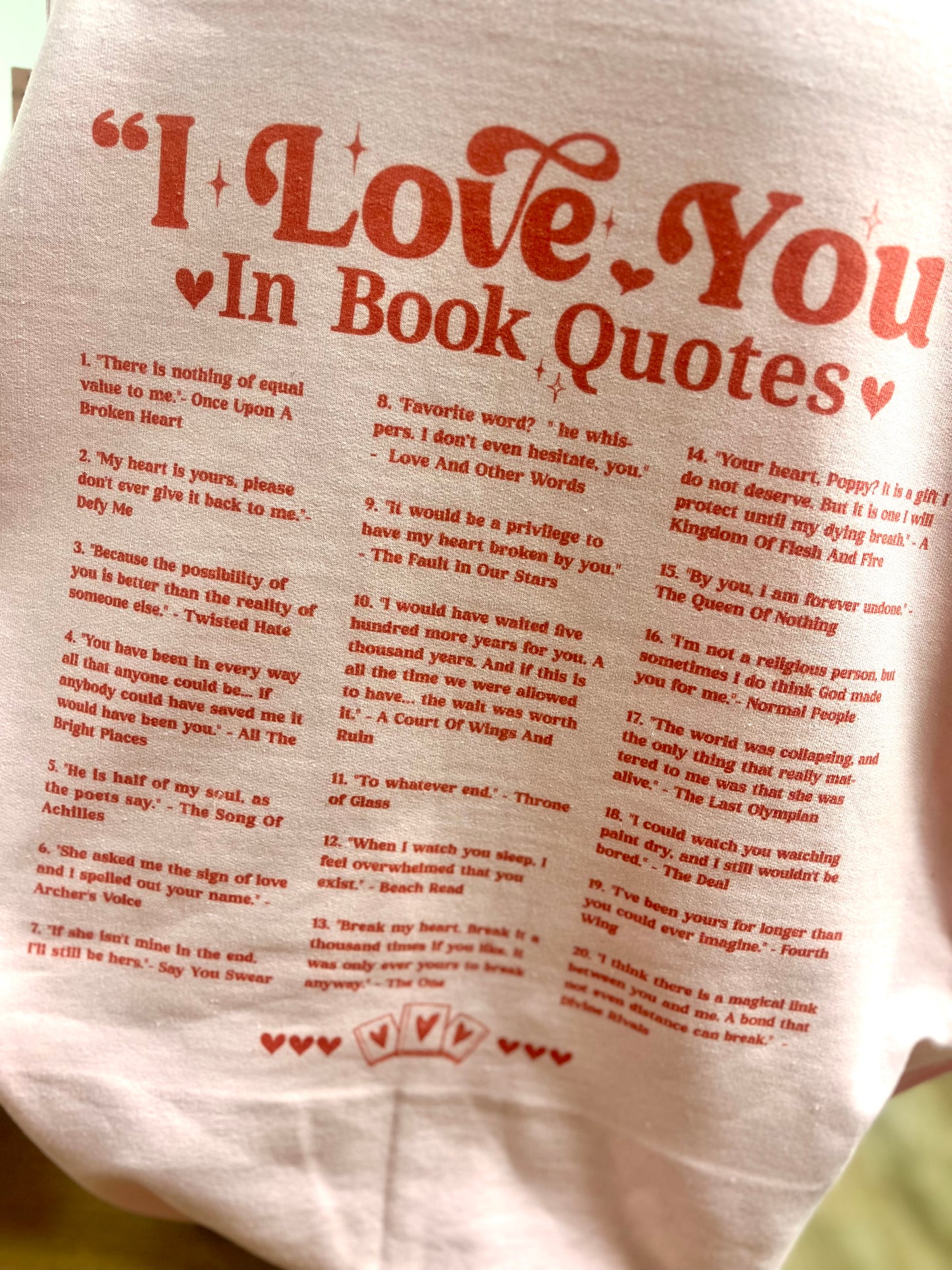 SALE I Love You Book Quotes Crewneck