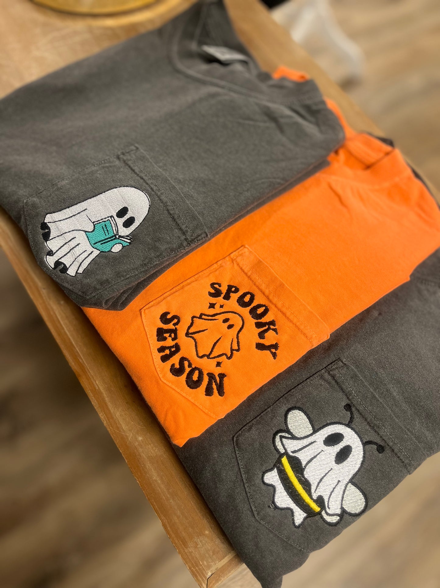 Embroidered Spooky Season Pocket Tee