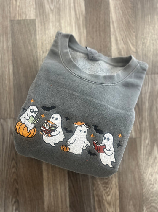 Booooook Ghosts Pigment Dye Crewneck