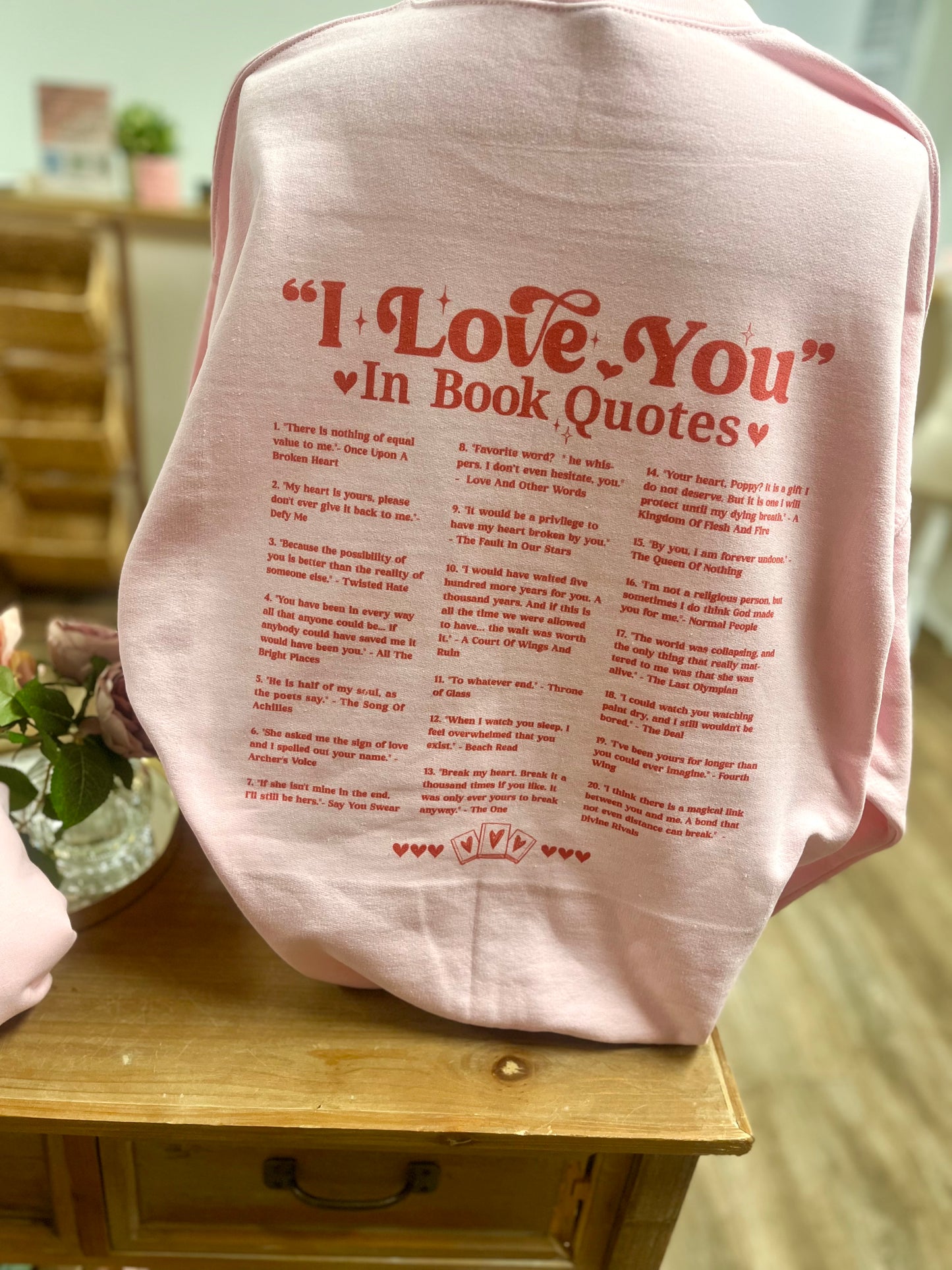 SALE I Love You Book Quotes Crewneck