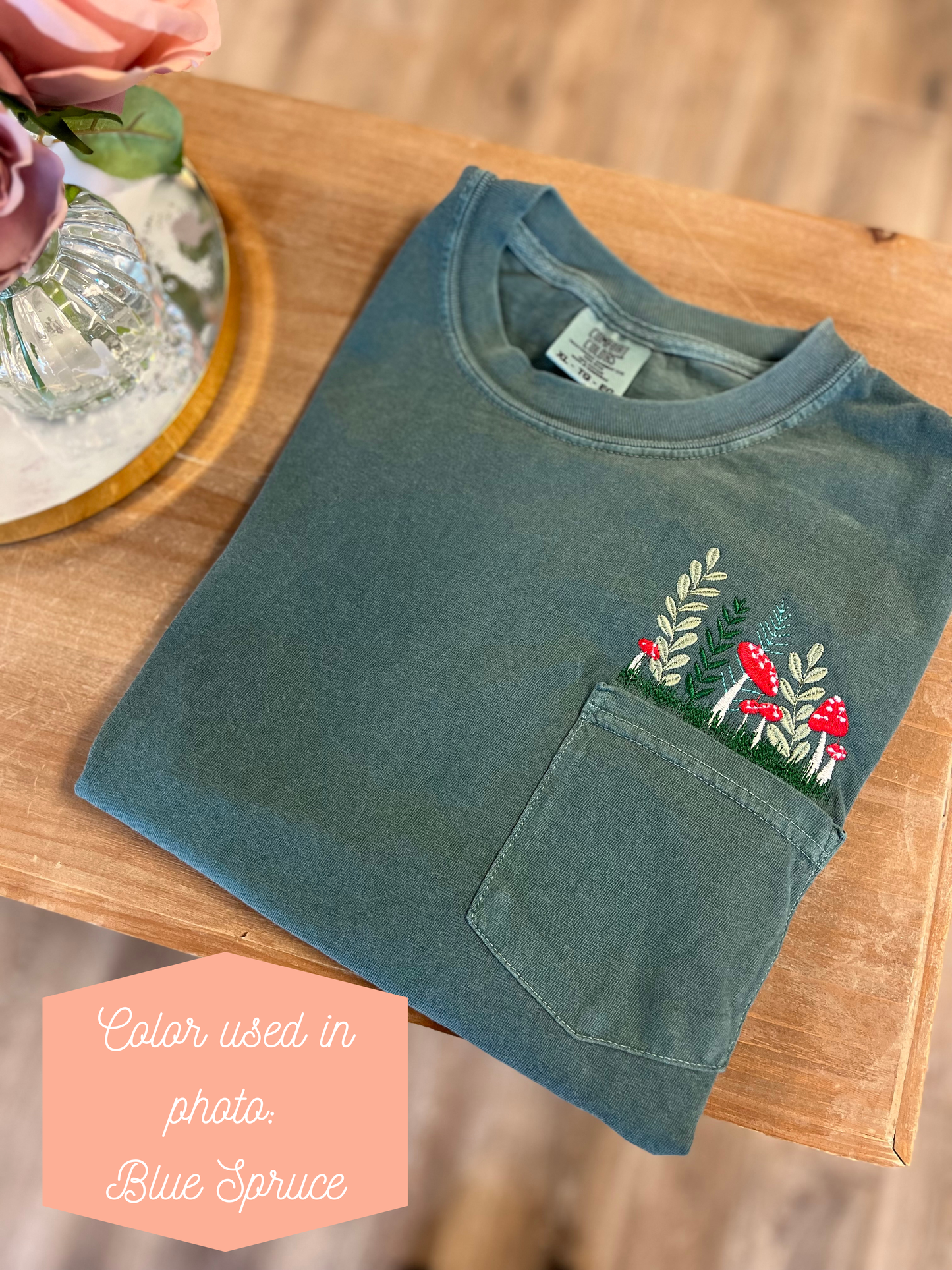 Embroidered Mushroom Pocket Tee
