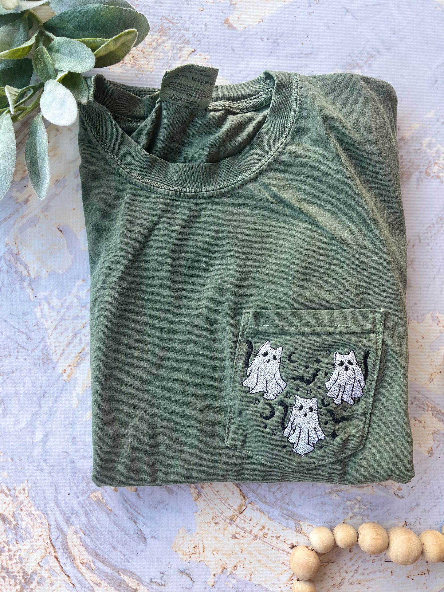 Embroidered Ghost Cats Tee