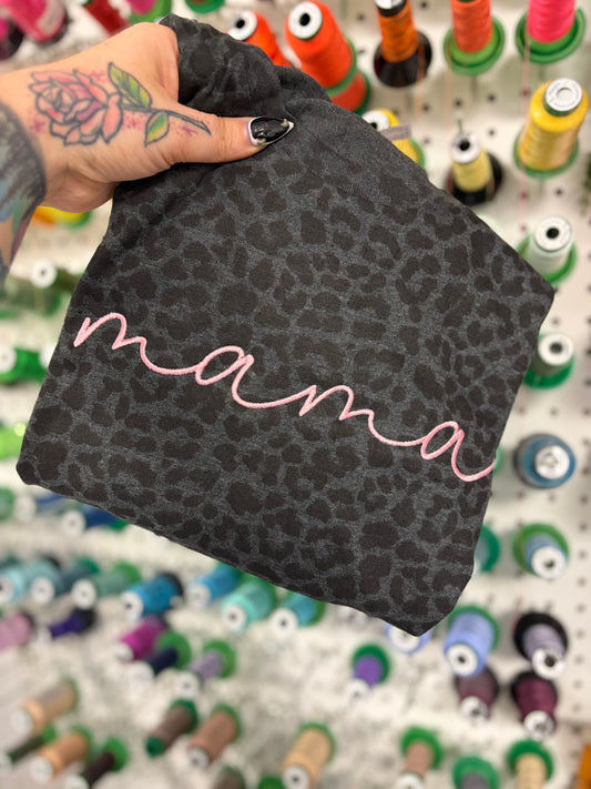 Custom Name Script Black Leopard Tshirt