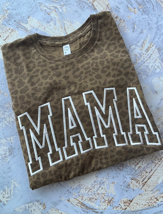 Varsity Mama Brown Leopard Tshirt