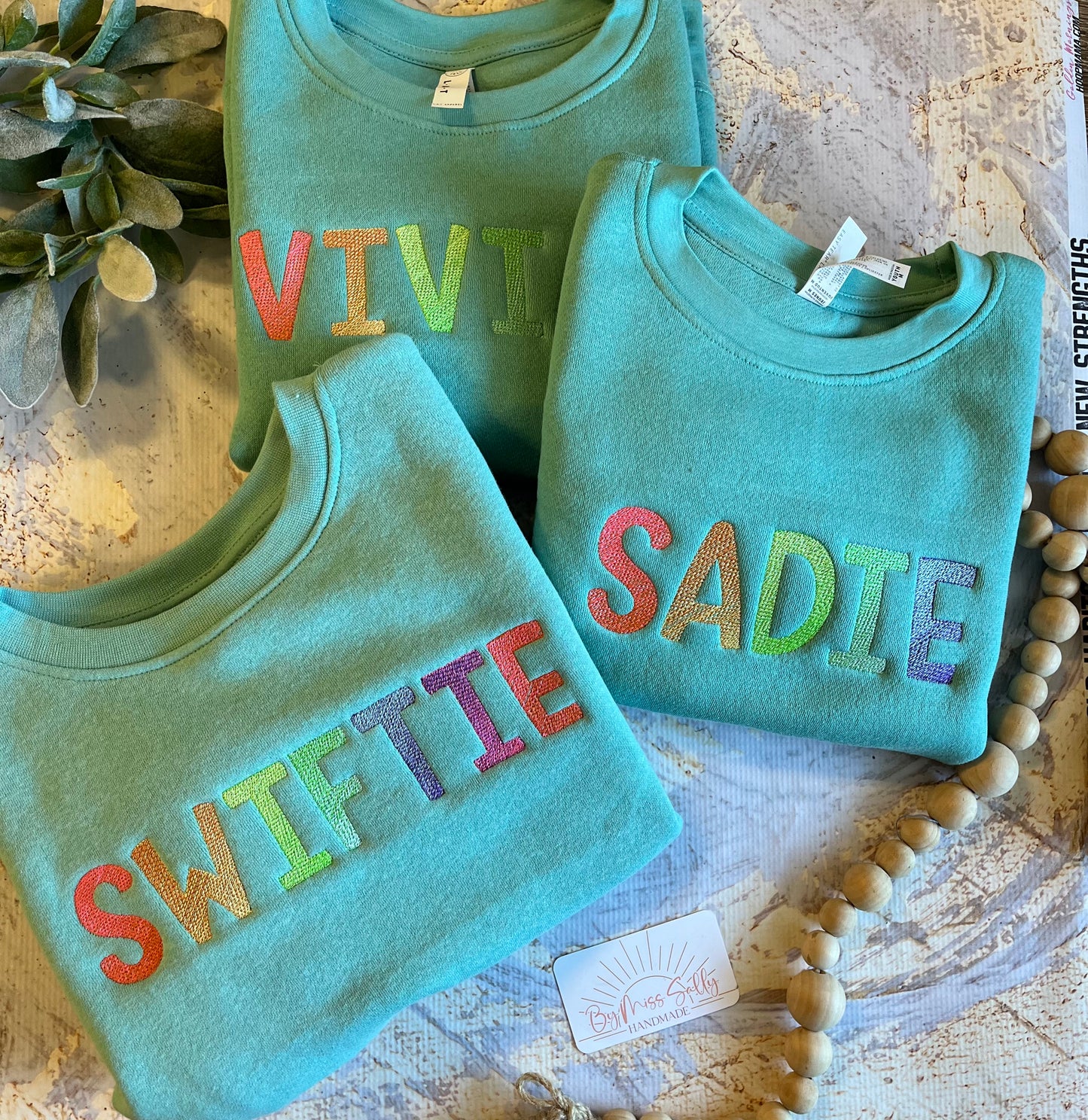 Custom Rainbow Name Toddler Crewneck Sweatshirt