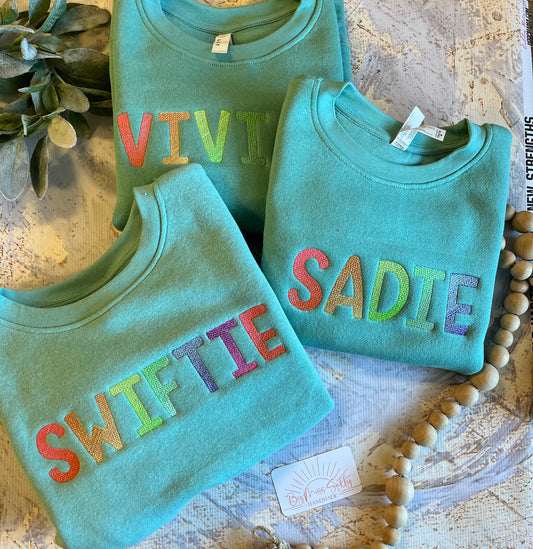 Custom Rainbow Name Toddler Crewneck Sweatshirt
