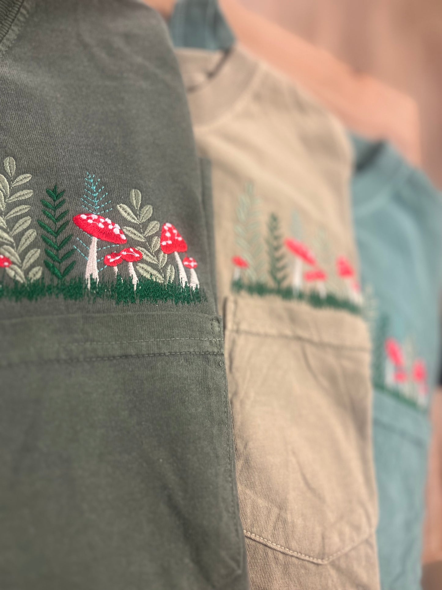 Embroidered Mushroom Pocket Tee
