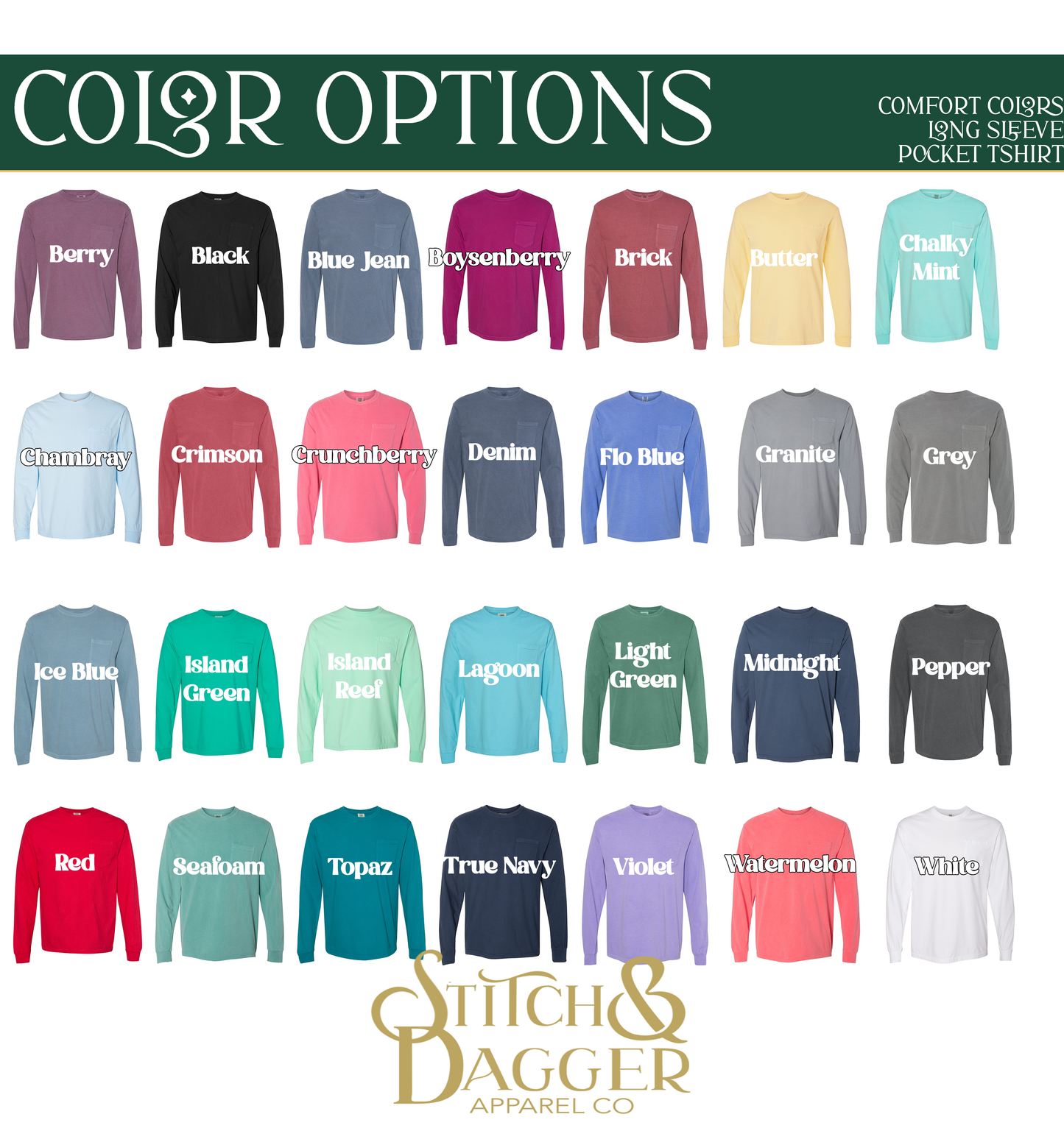 Embroidered Monogram Long Sleeve Pocket Tee