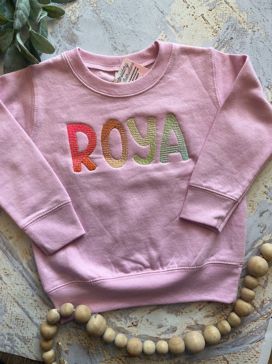 Custom Rainbow Name Toddler Crewneck Sweatshirt