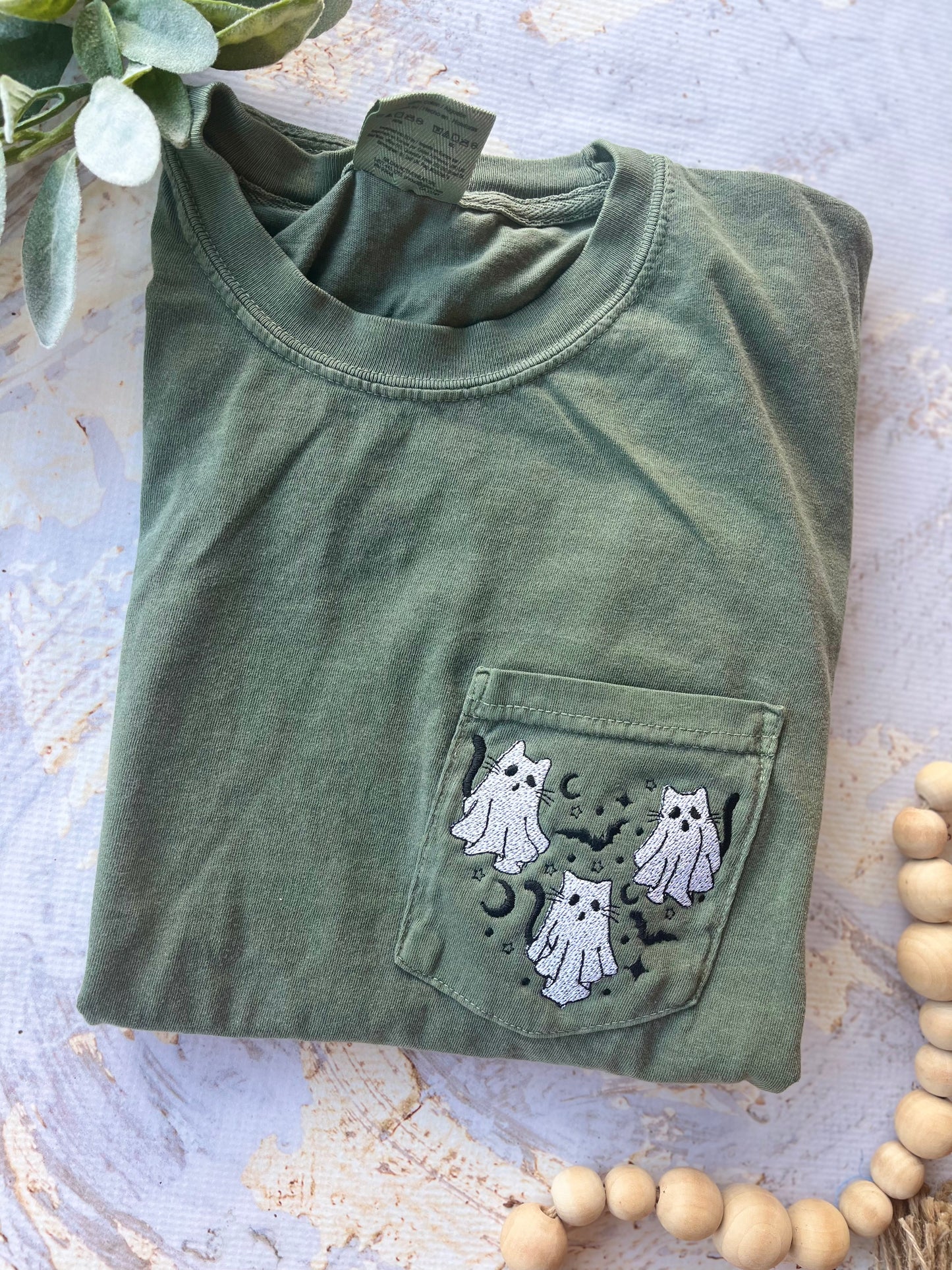 Embroidered Ghost Cats Tee
