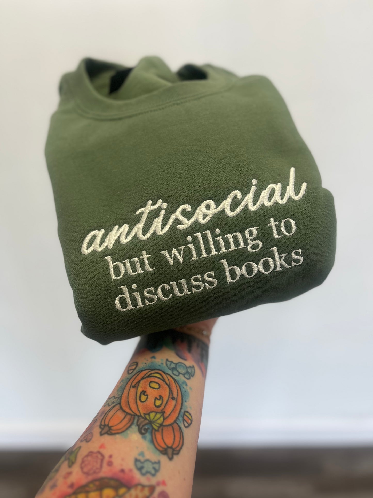 Antisocial (but willing to discuss books) Crewneck