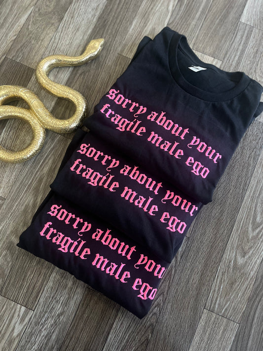 Sorry About Your Male Ego Crop Top - Pink Embroidery