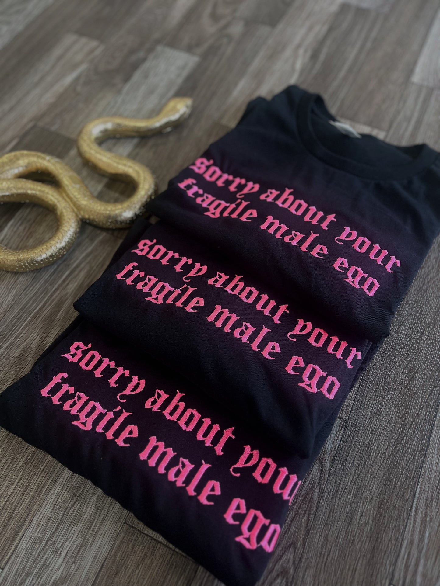 Sorry About Your Male Ego Crop Top - Pink Embroidery