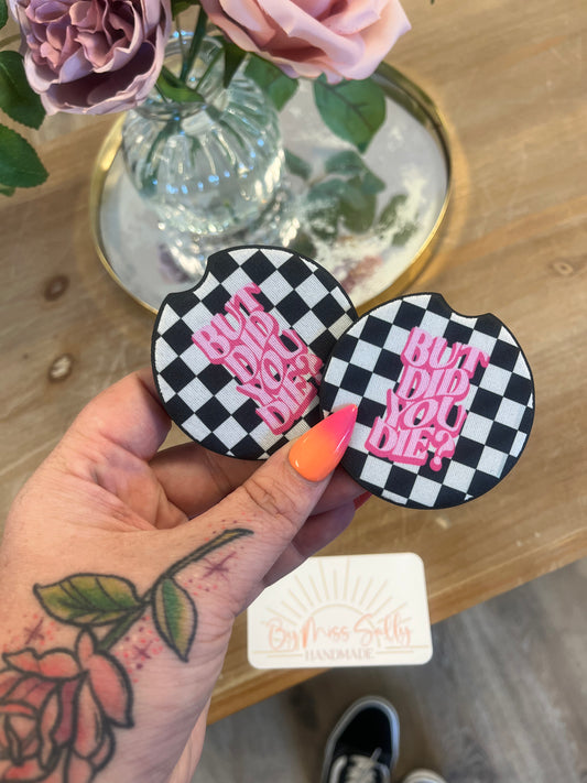 But Did You Die? Car Coasters - Checker Print