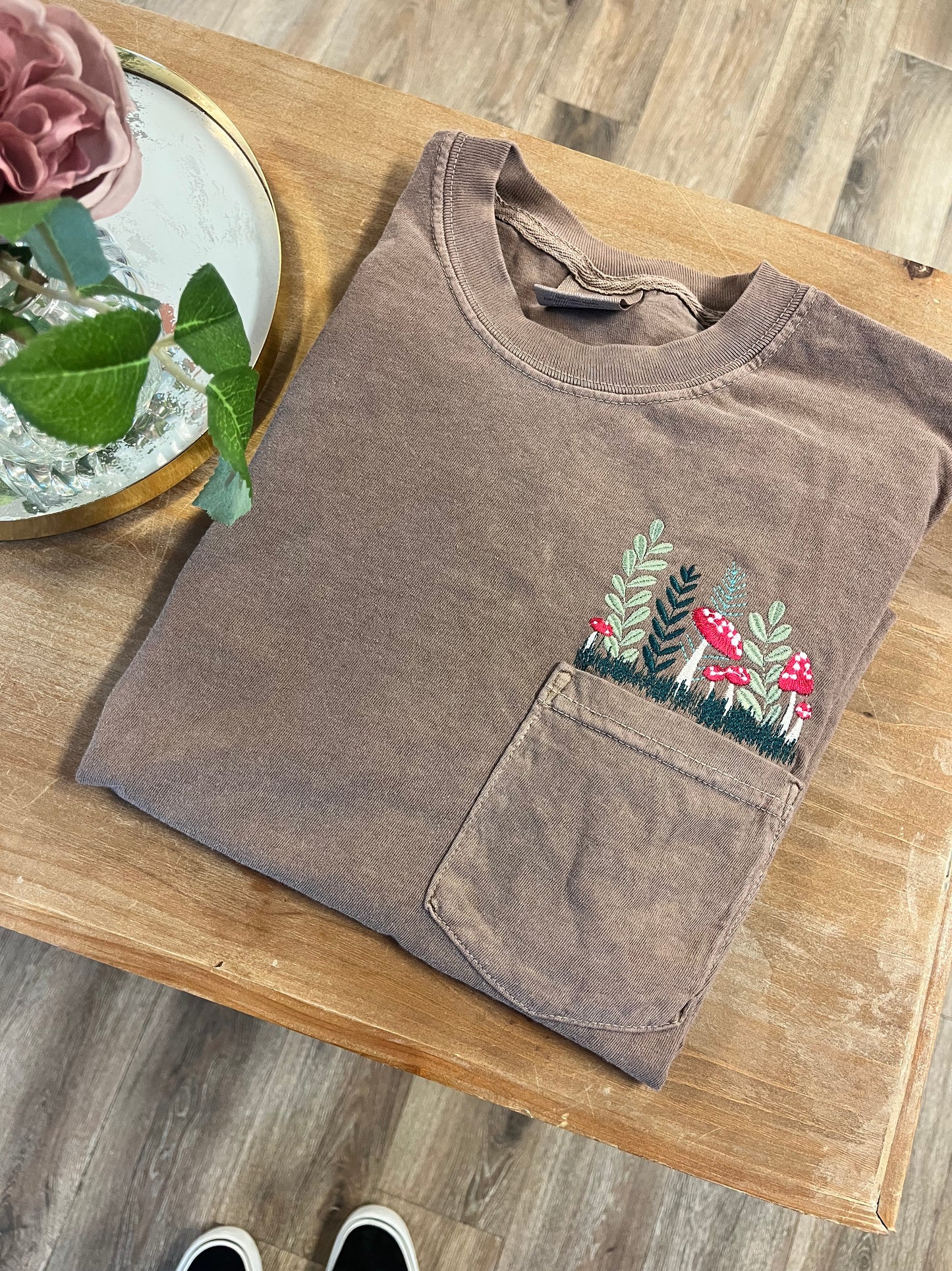 Embroidered Mushroom Pocket Tee