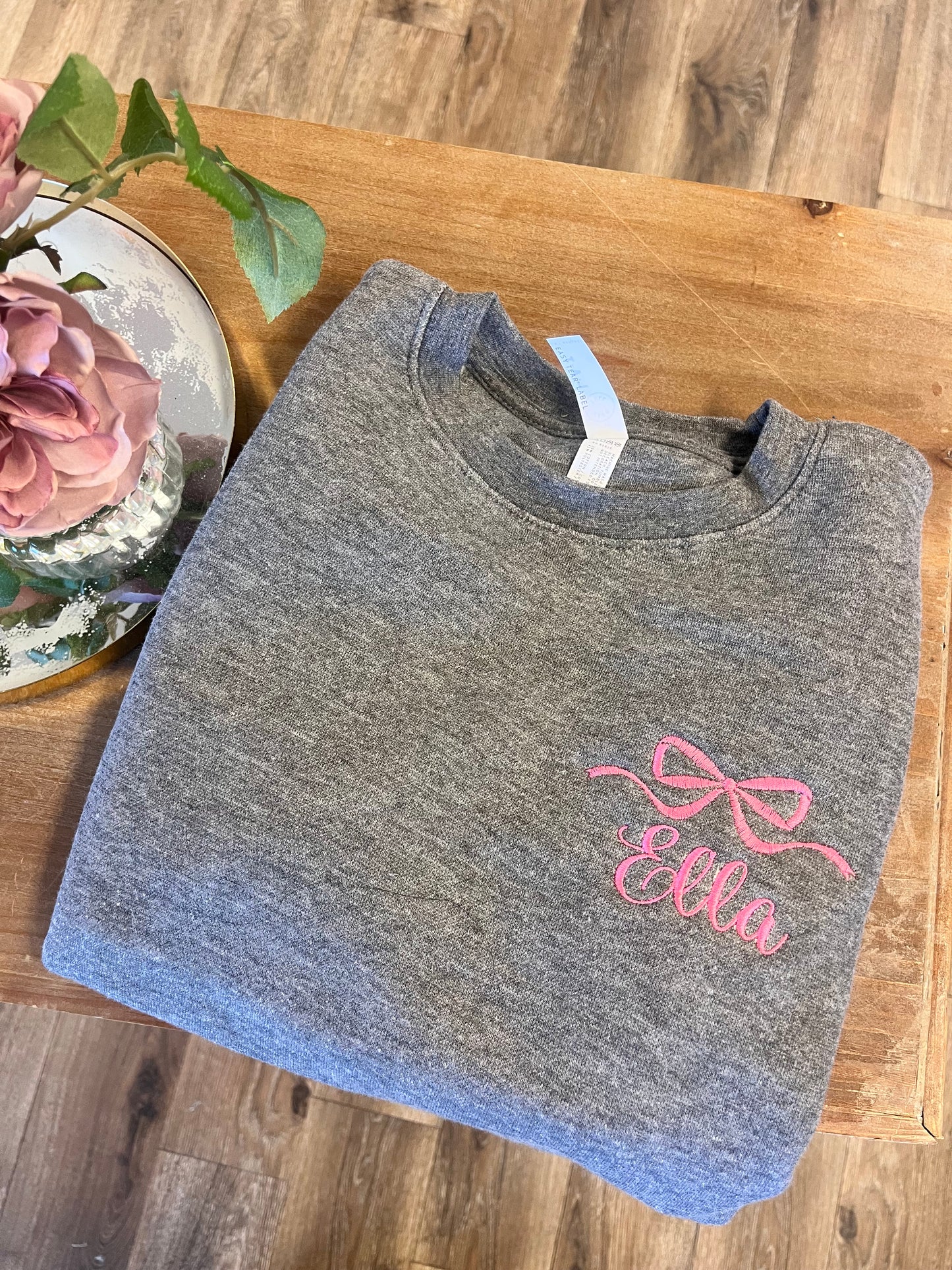 Custom Name Bow Crewneck Sweatshirt