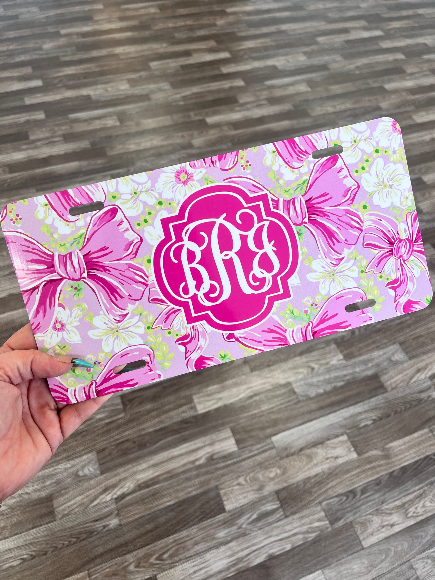 Coquette Bows Custom License Plate - Pink