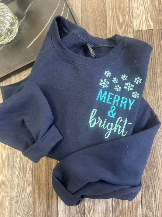 Merry and Bright Snowflake Crewneck