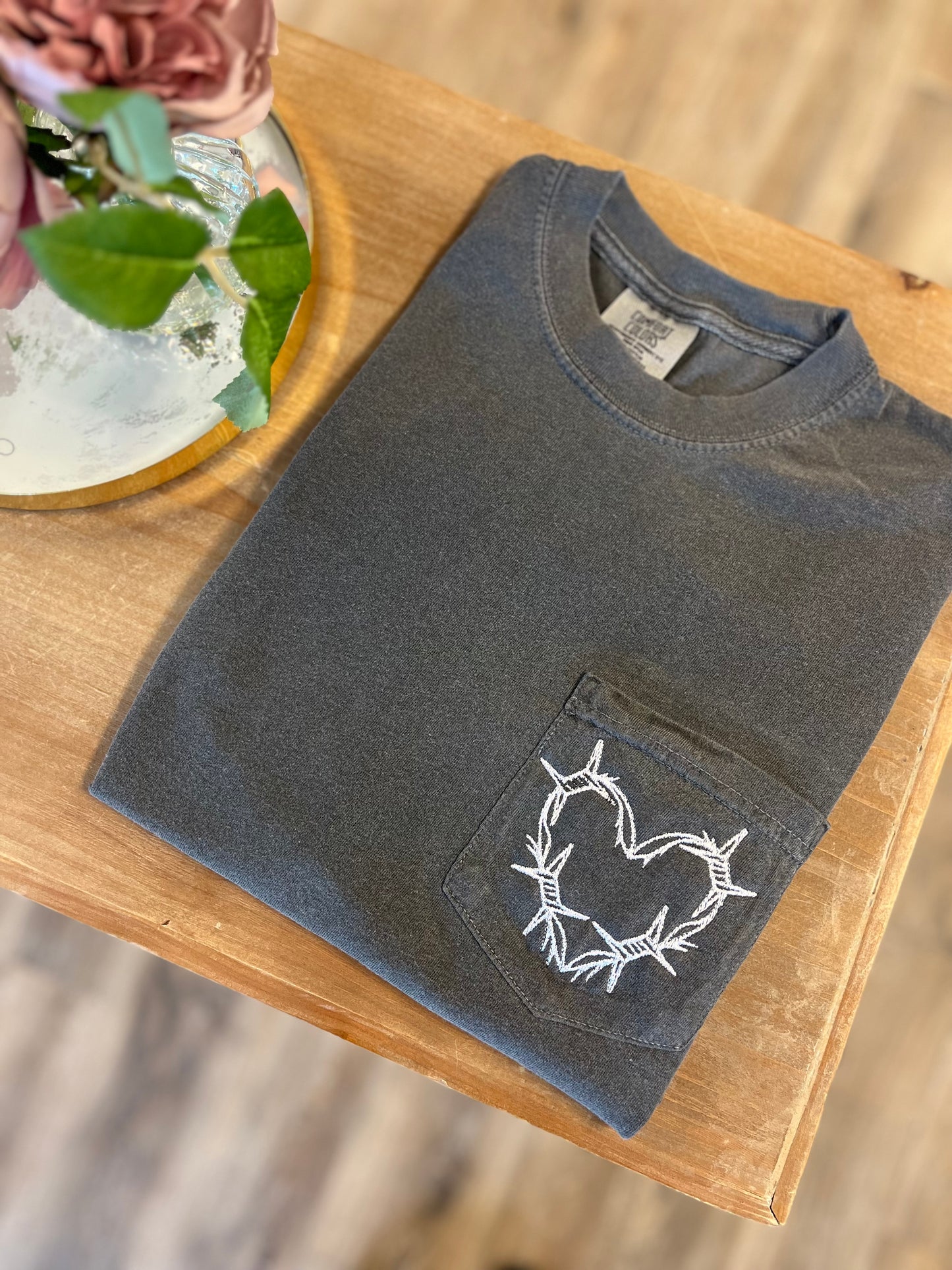 Embroidered Love Hurts Pocket Tee