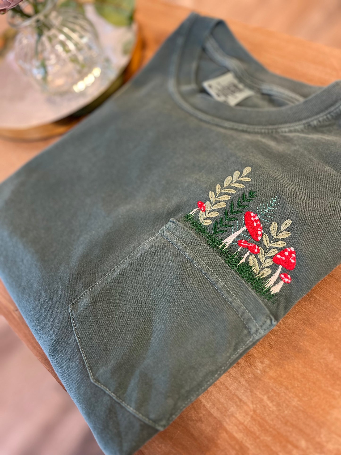 Embroidered Mushroom Pocket Tee
