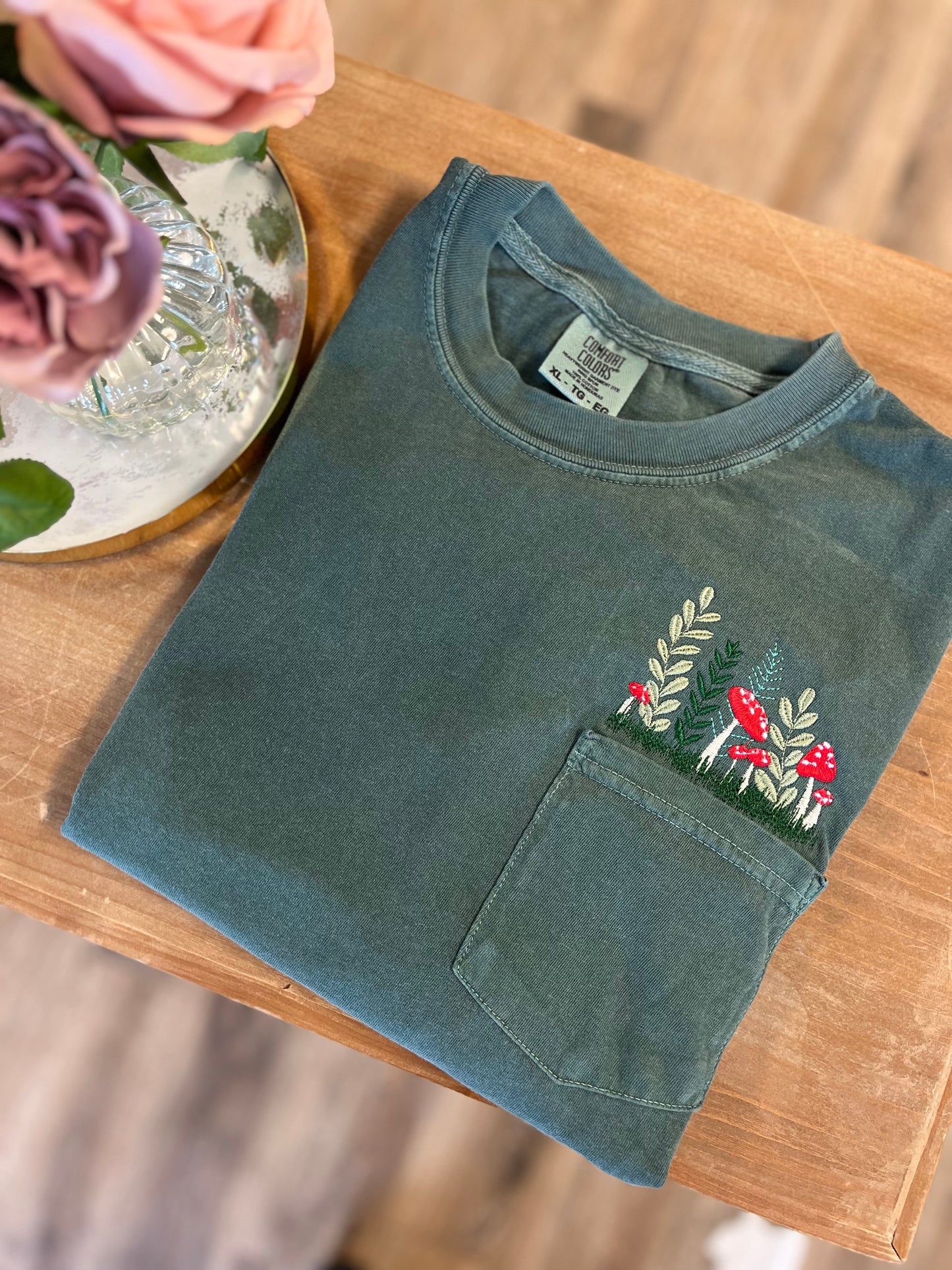Embroidered Mushroom Pocket Tee