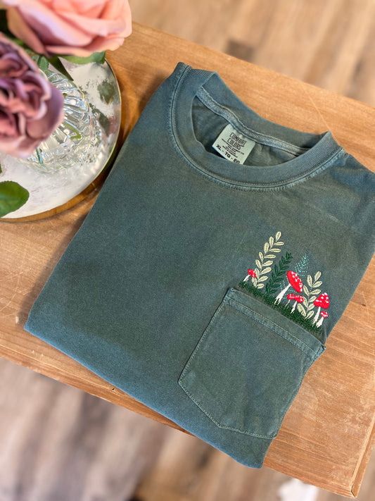Embroidered Mushroom Pocket Tee
