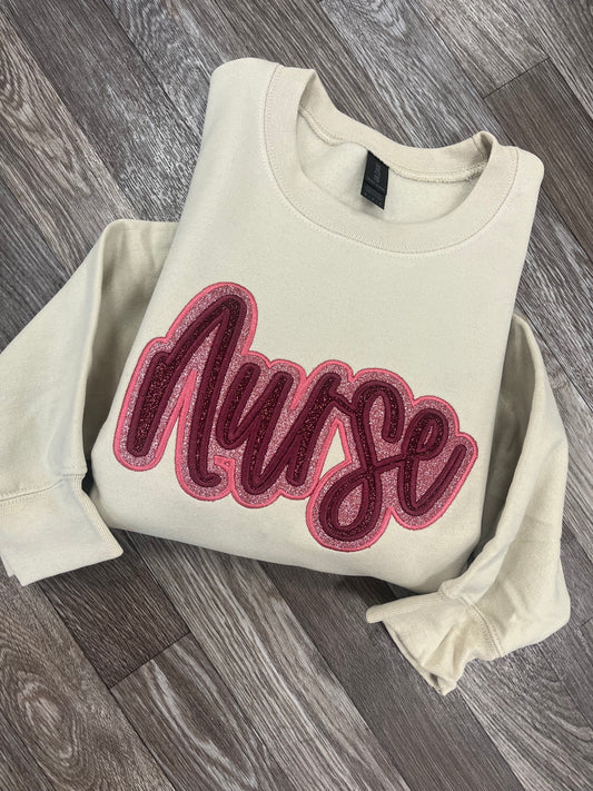 Double Glitter Nurse Gildan Crewneck