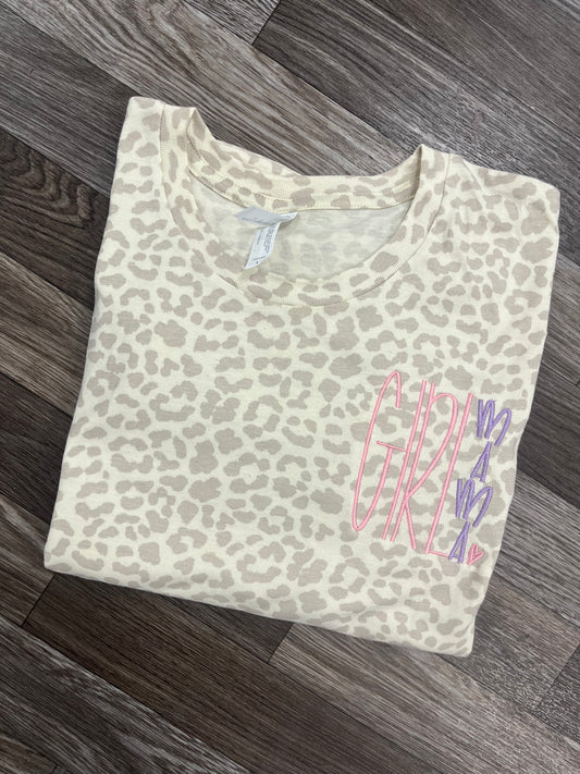 Girl Mama Cream Leopard Tshirt