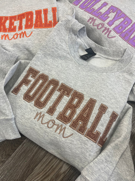 Glitter Sports Mom Gildan Crewneck
