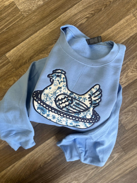 Hen on a Nest Applique Crewneck
