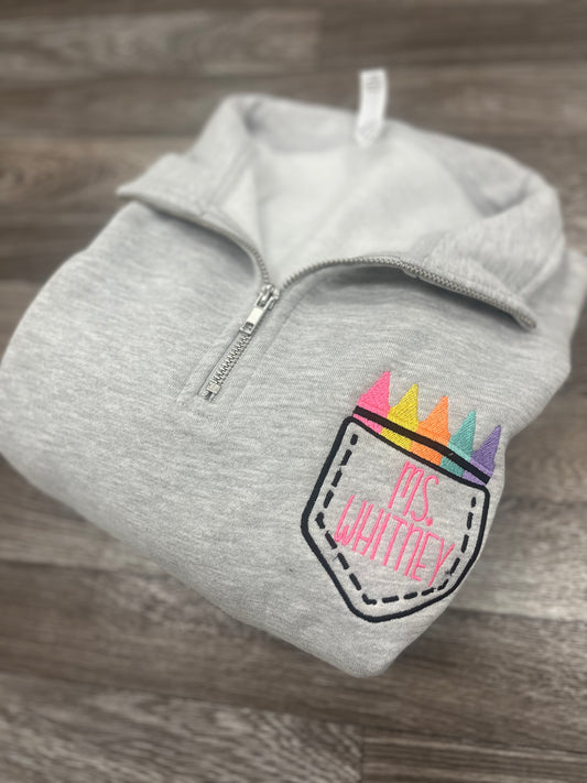 Custom Teacher Quarter Zip Pullover