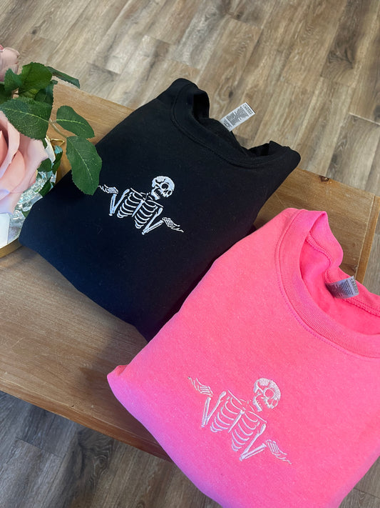 Shrugging Skeleton Crewneck