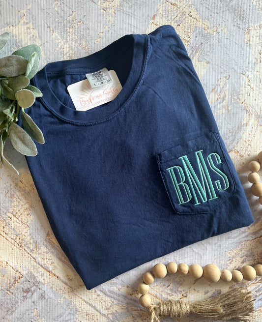 Embroidered Monogram Pocket Tee