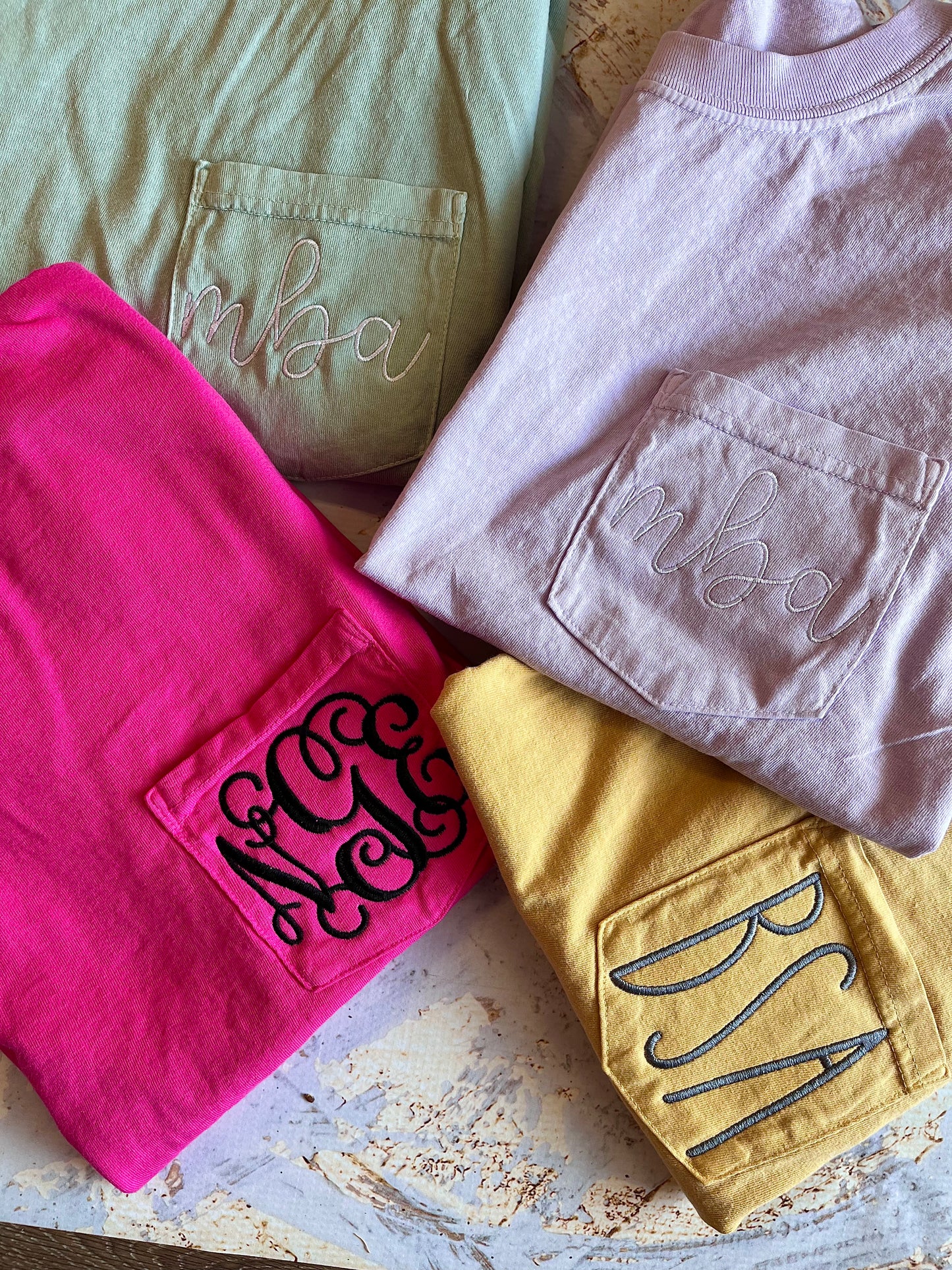 Embroidered Monogram Pocket Tee