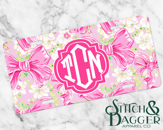 Coquette Bows Custom License Plate - Pink