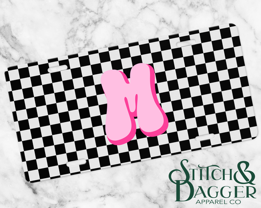 Retro Checkered Custom License Plate
