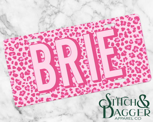 Pink Leopard Custom License Plate