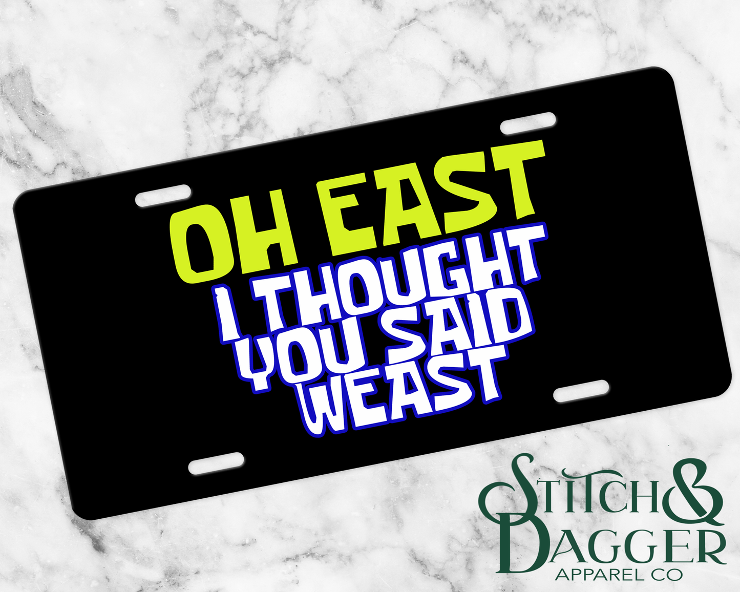 East or Weast License Plate