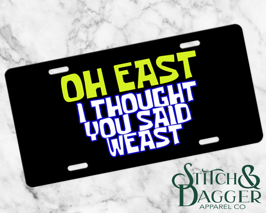 East or Weast License Plate