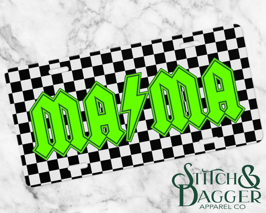 ACDC Mama License Plate - Lime Green