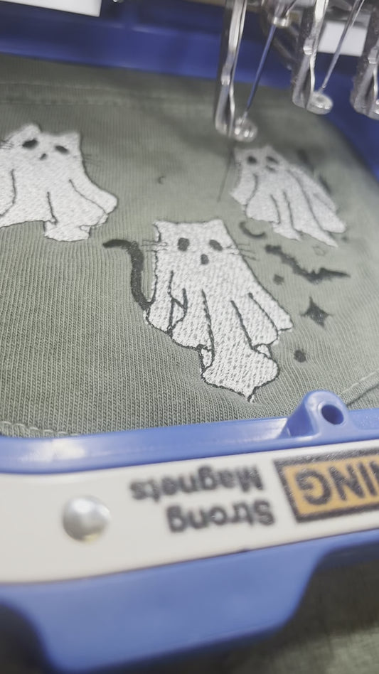 Embroidered Ghost Cats Tee
