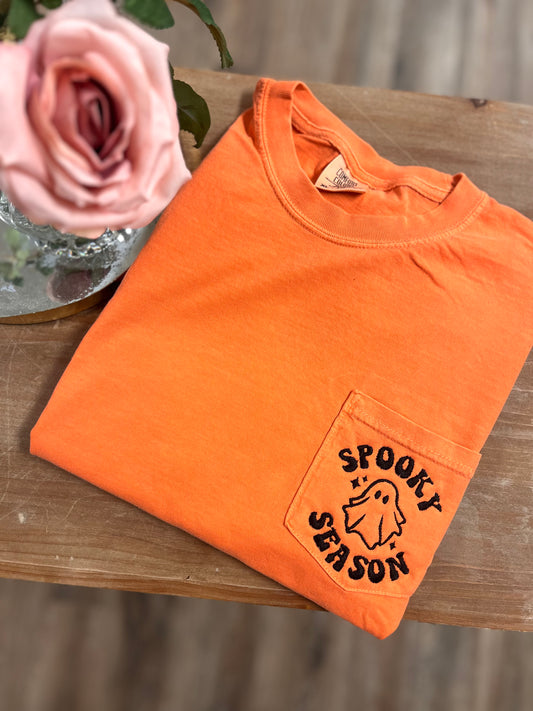 Embroidered Spooky Season Pocket Tee