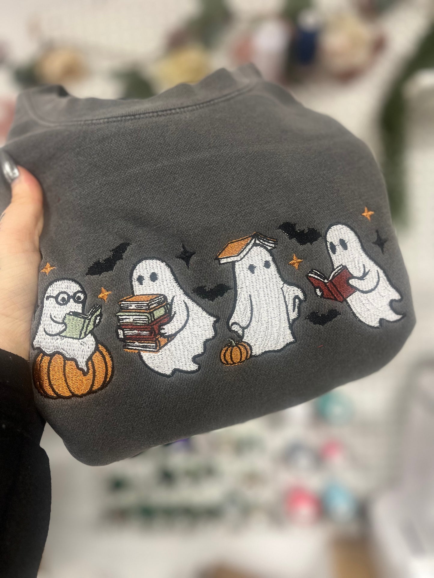 Booooook Ghosts Pigment Dye Crewneck