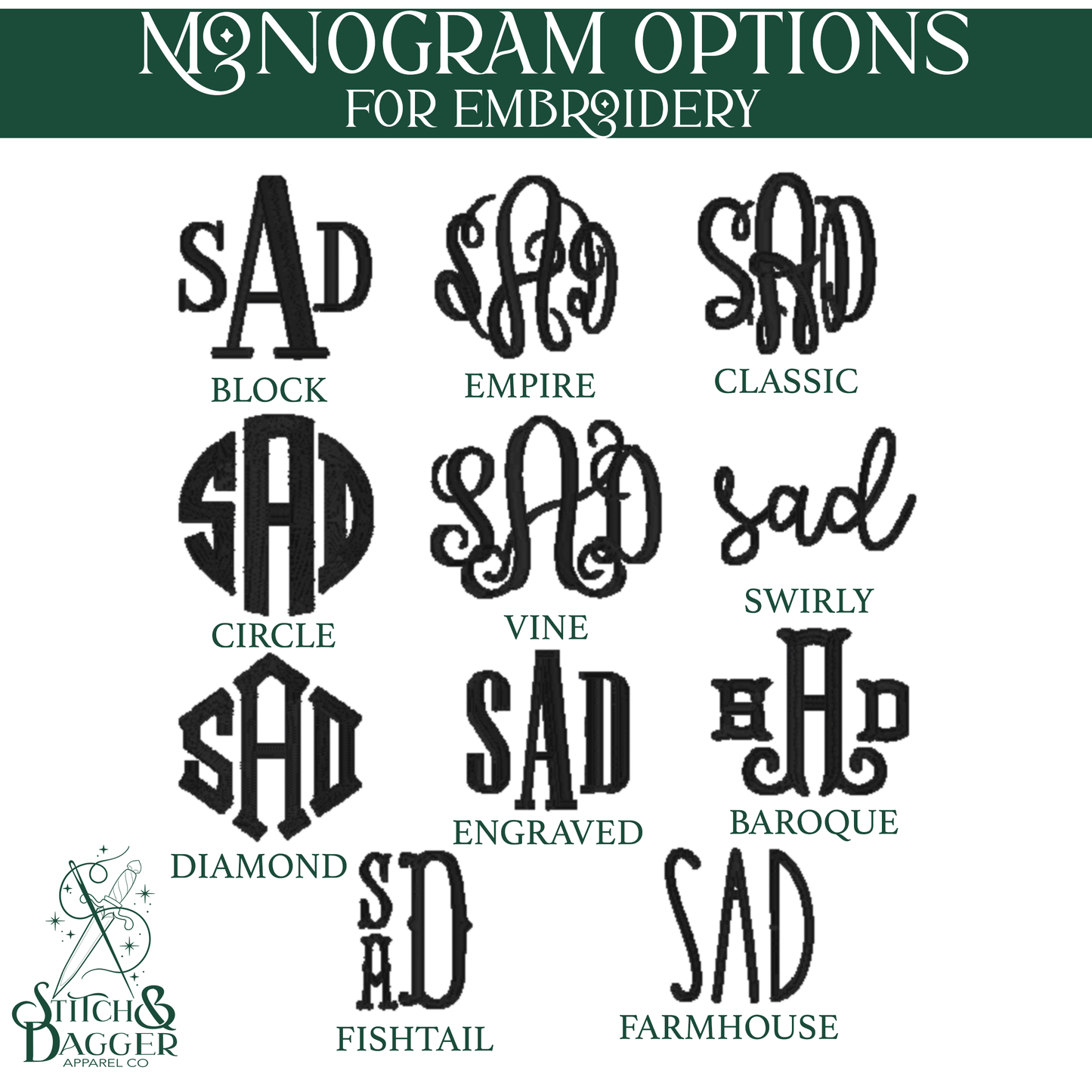 Embroidered Monogram Long Sleeve Pocket Tee