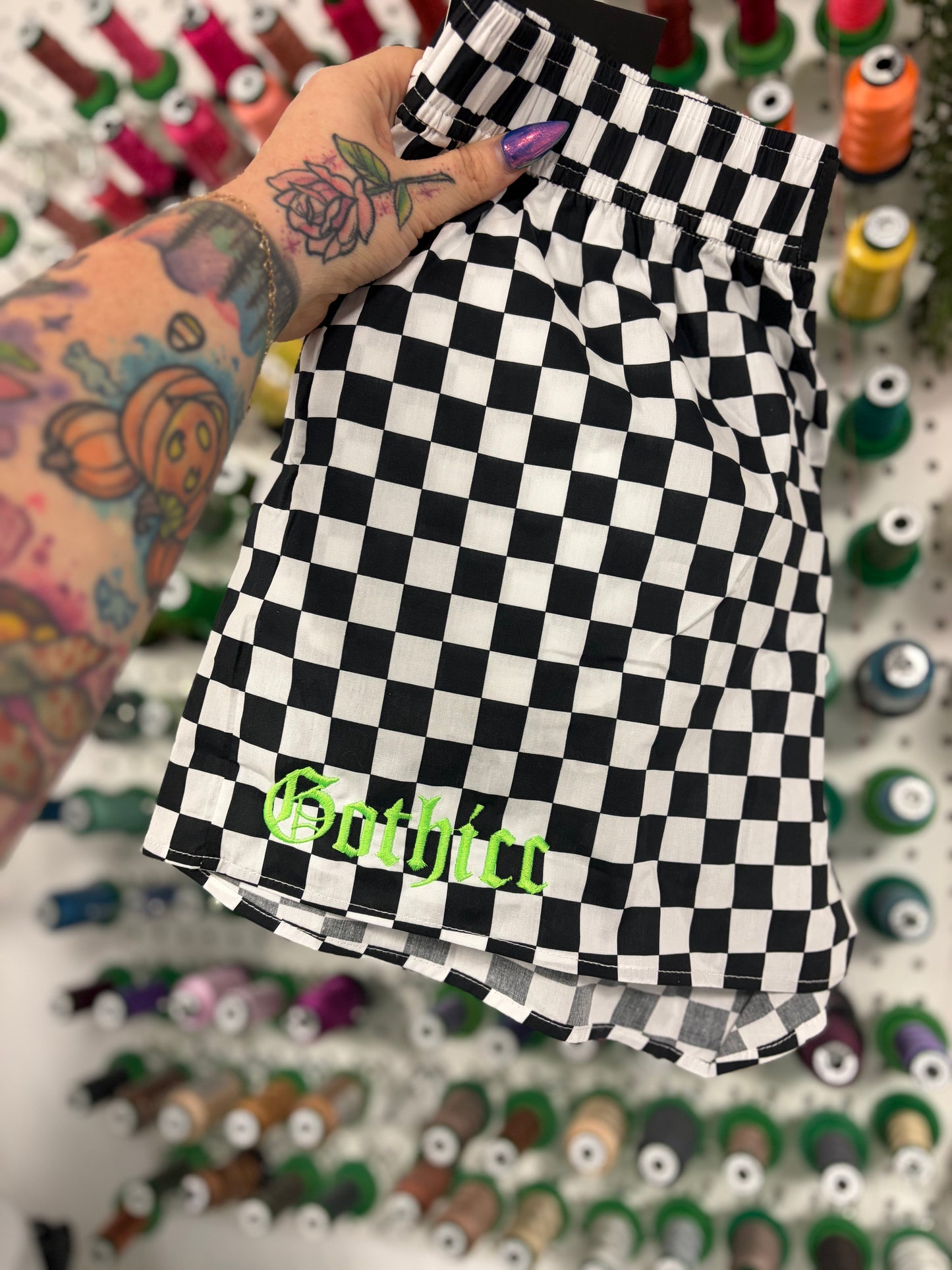 Gothicc Checkered Boxer Shorts