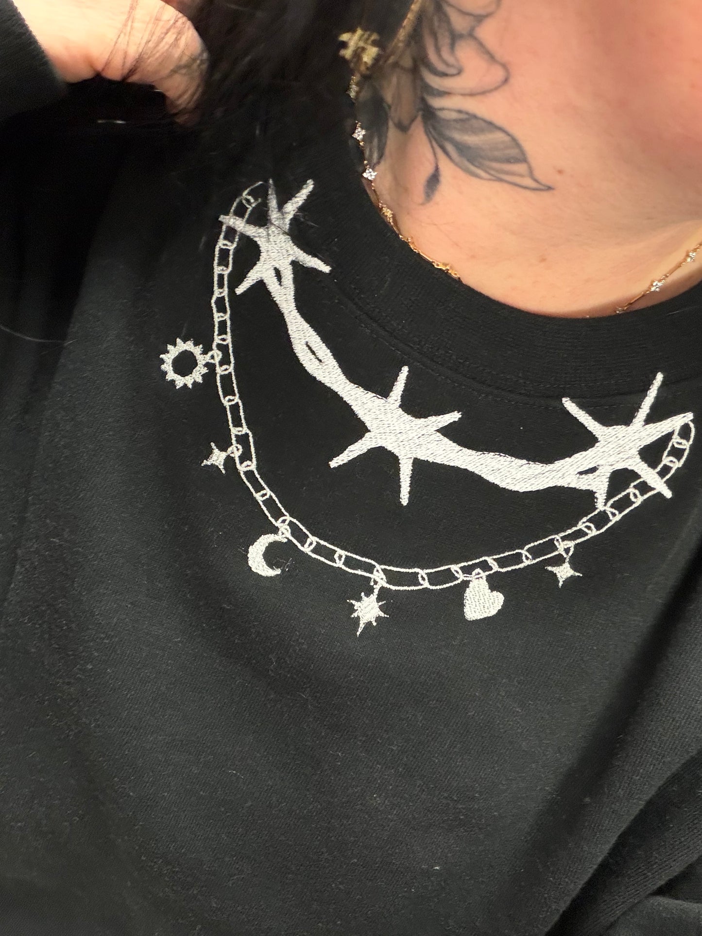 Barbed Wire Charm Necklace Crewneck