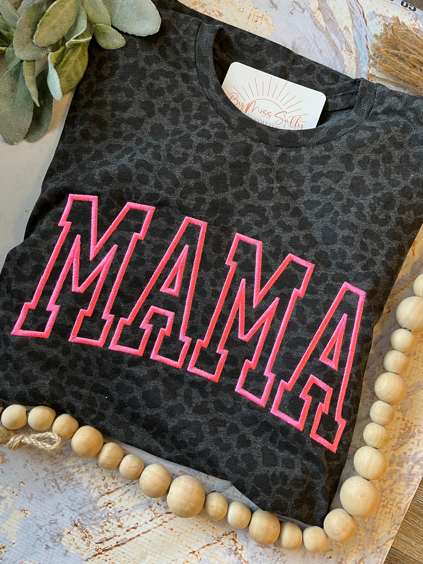 Varsity Mama Black Leopard Tshirt