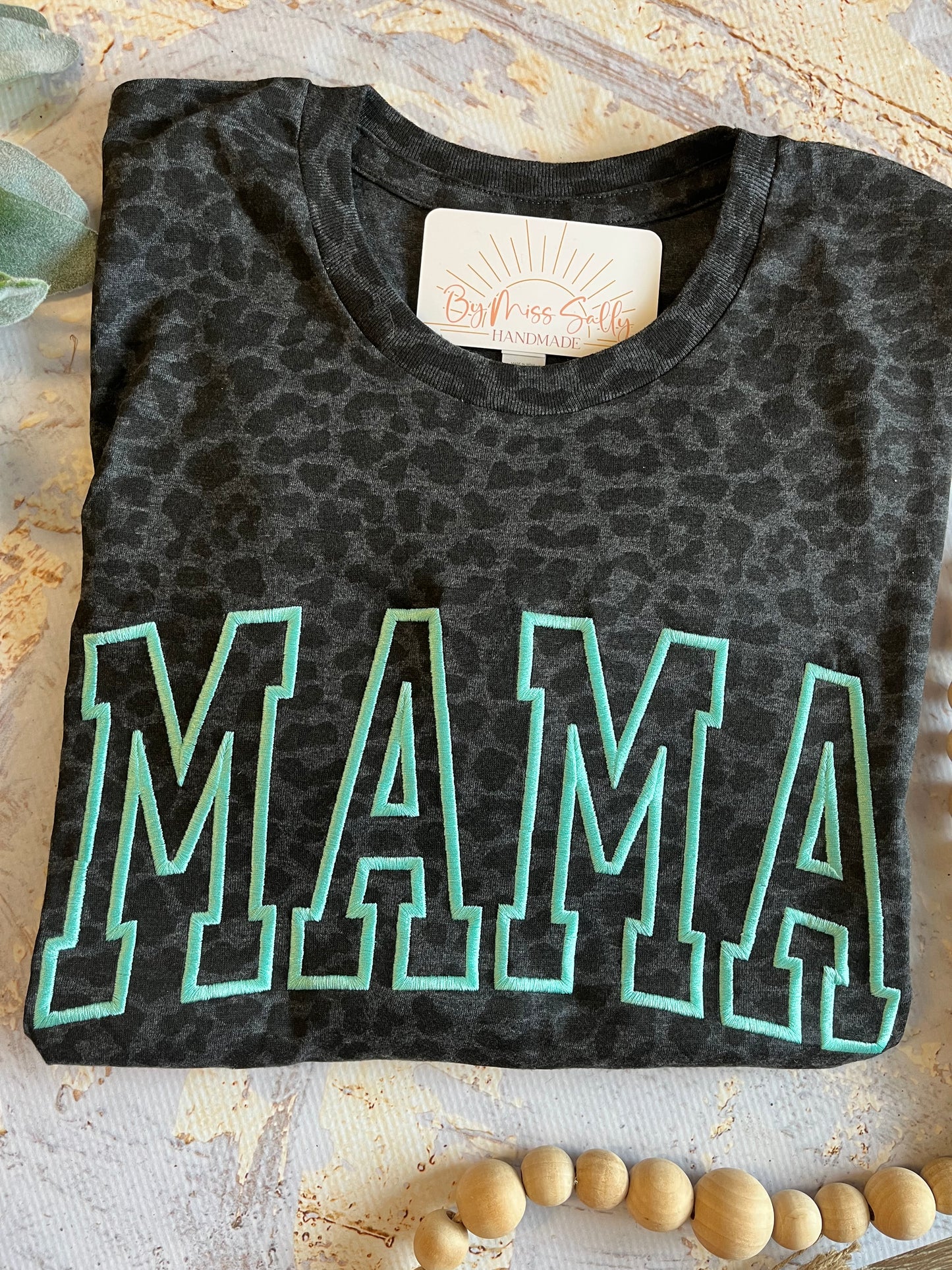Varsity Mama Black Leopard Tshirt