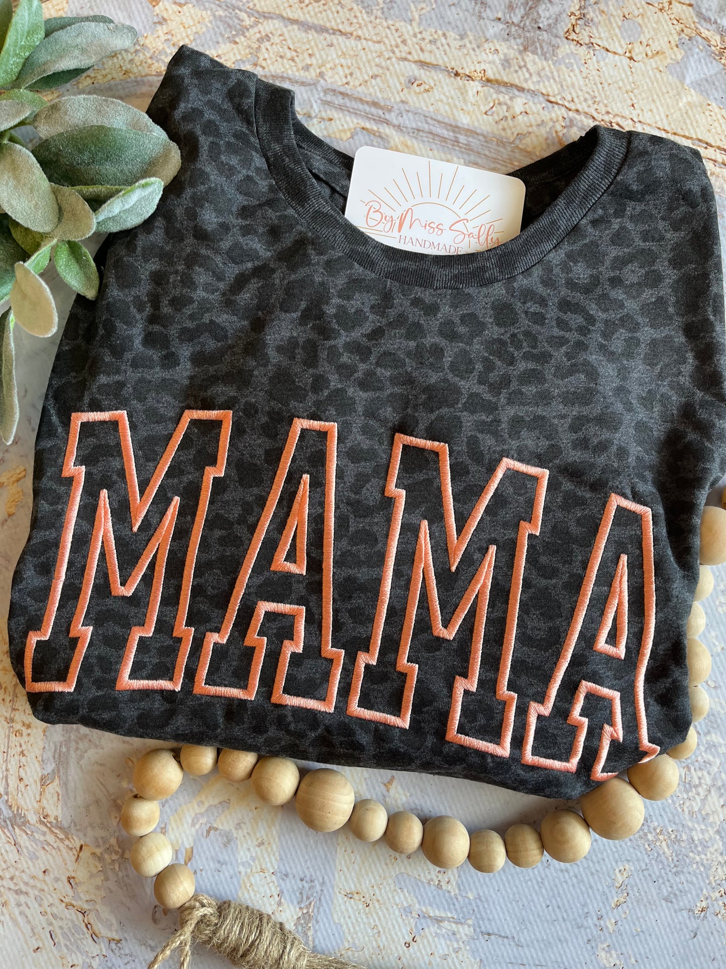 Varsity Mama Black Leopard Tshirt